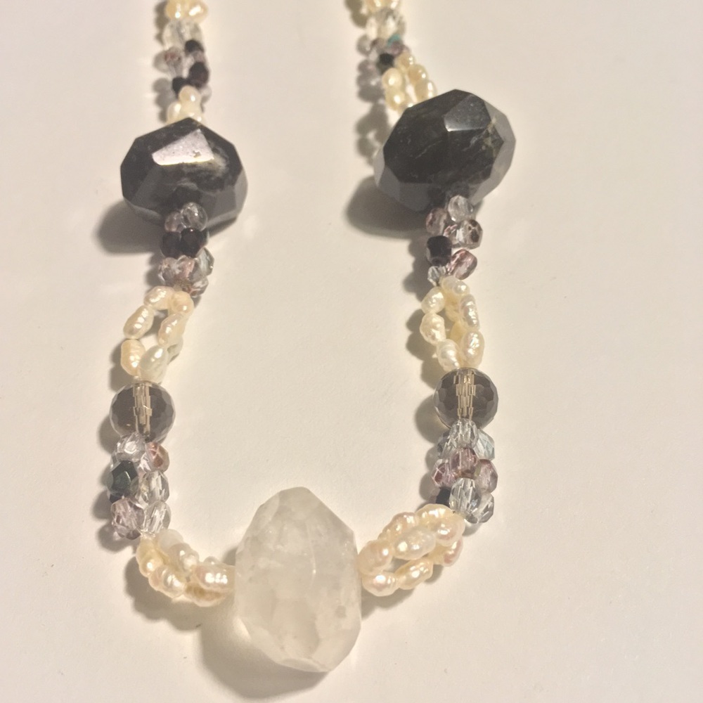 Vintage Garnet, crystal, and fresh water pearls
